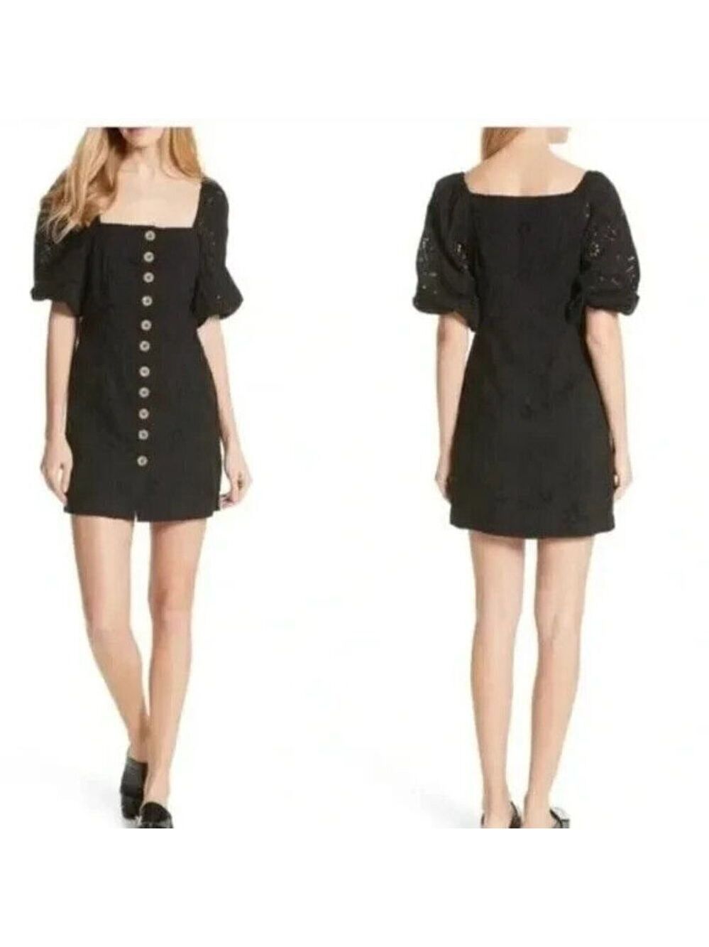 Free People BNWT womens "daniella" eyelet mini button up dress BNWT sz 6 NEW
